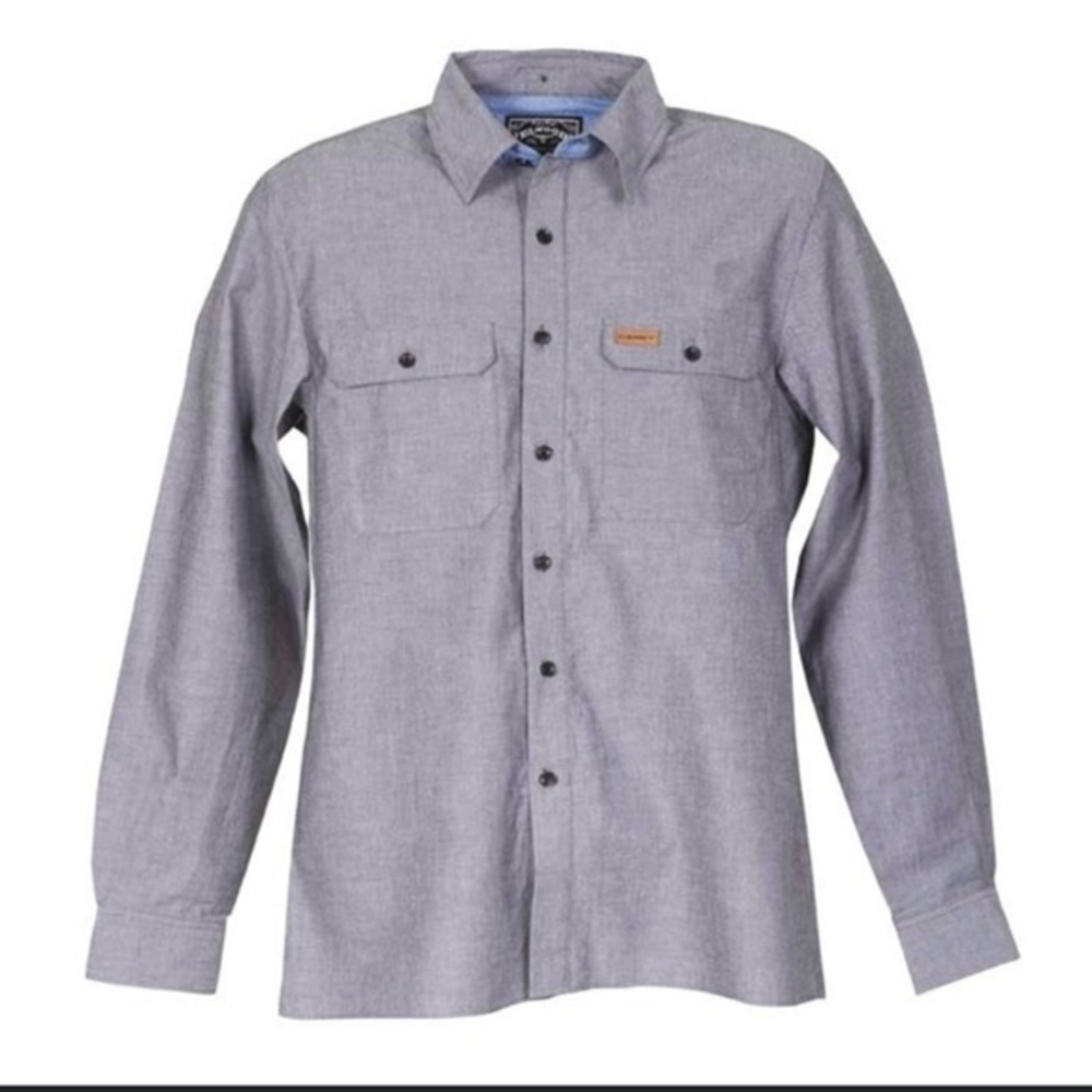 Elwood Pops Workin Button Down Shirt Charcoal Grey M